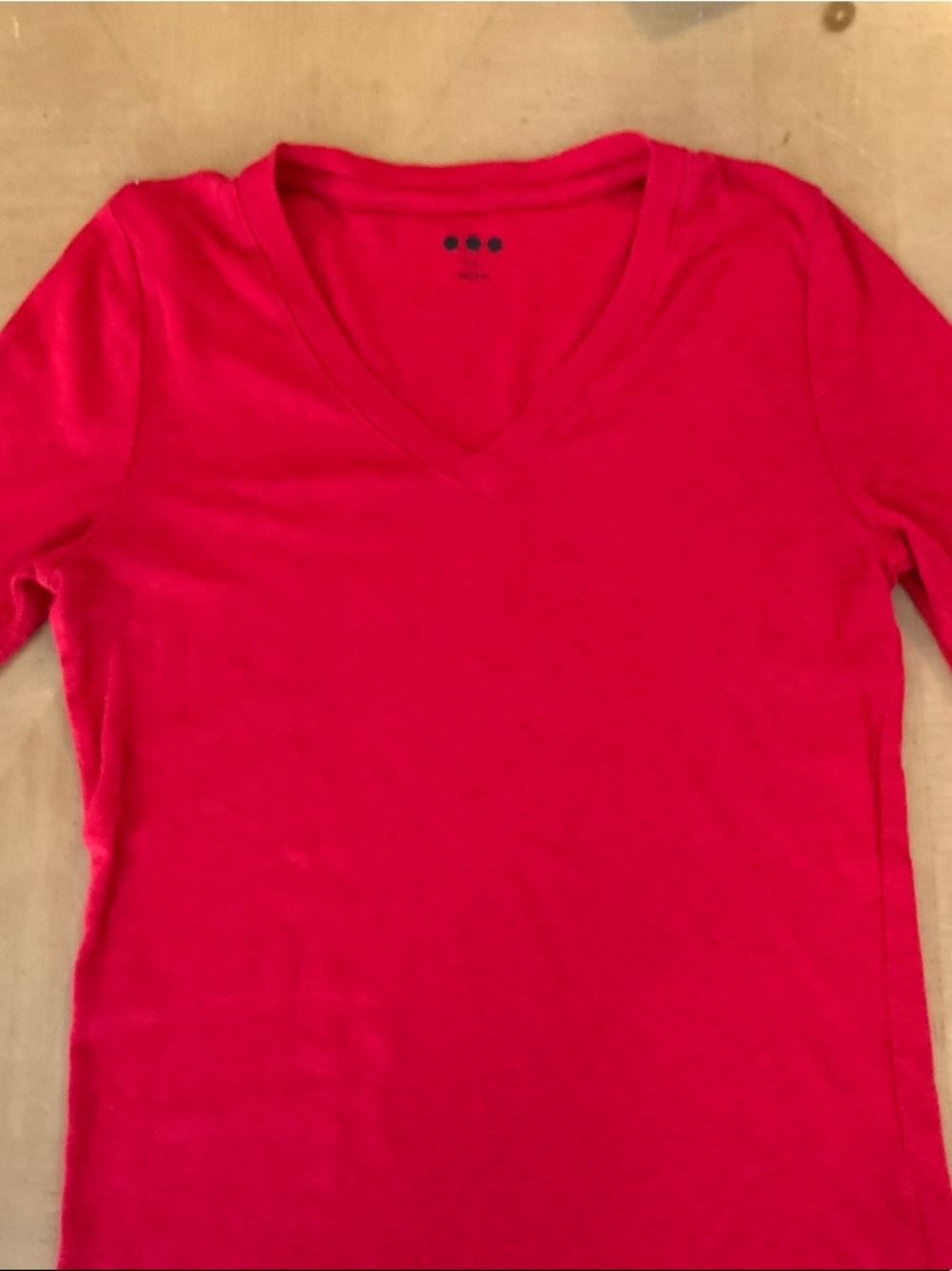 Three Dots Red V-Neck Tee